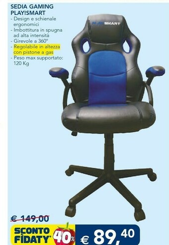 Esselunga Play!smart Sedia Gaming offerta