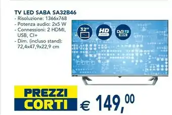Esselunga SABA SA32B46 TV 81,3 Cm (32") HD Grigio offerta