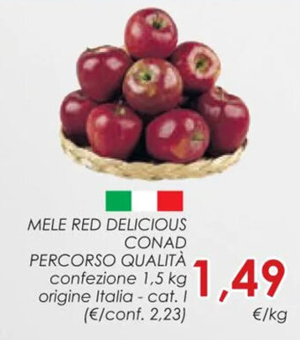 Conad MELE RED DELICIOUS CONAD PERCORSO QUALITÀ confezione 1,5 kg offerta