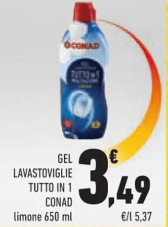 Conad GEL LAVASTOVIGLIE TUTTO IN 1 CONAD limone 650 ml offerta