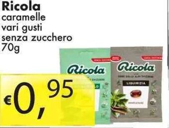 Sugros Ricola caramelle vari gusti senza zucchero 70g offerta