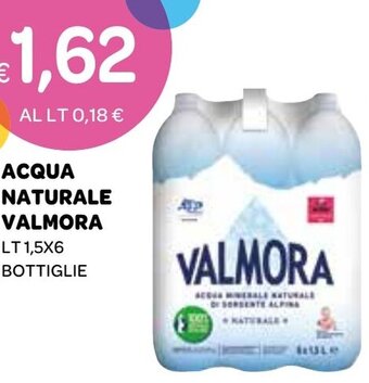 Ekom ACQUA NATURALE VALMORA LT 1,5X6 BOTTIGLIE offerta