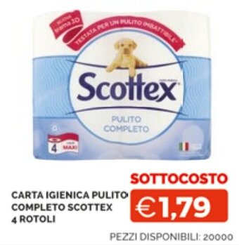 Mercatò Extra CARTA IGIENICA PULITO COMPLETO SCOTTEX 4 ROTOLI offerta