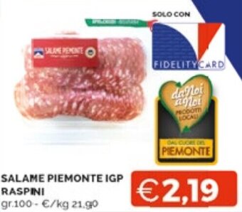 Mercatò Extra SALAME PIEMONTE IGP RASPINI gr.100 offerta