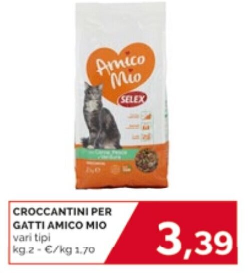 Mercatò Extra CROCCANTINI PER GATTI AMICO MIO vari tipi KG 2 offerta