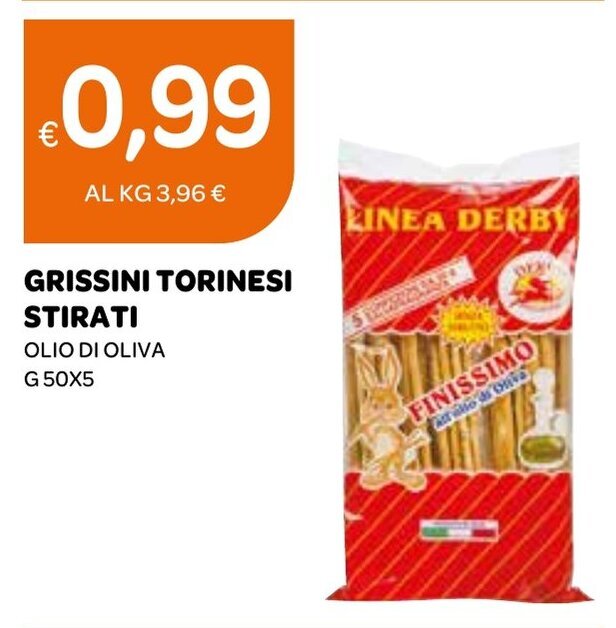 Ekom GRISSINI TORINESI STIRATI OLIO DI OLIVA G50X5 offerta