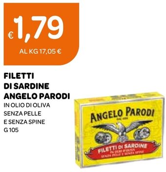 Ekom FILETTI DI SARDINE ANGELO PARODI IN OLIO DI OLIVA SENZA PELLE E SENZA SPINE G 105 offerta
