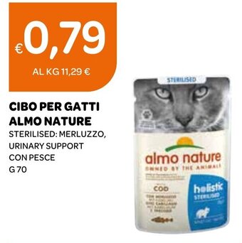 Ekom CIBO PER GATTI ALMO NATURE STERILISED: MERLUZZO G 70 offerta