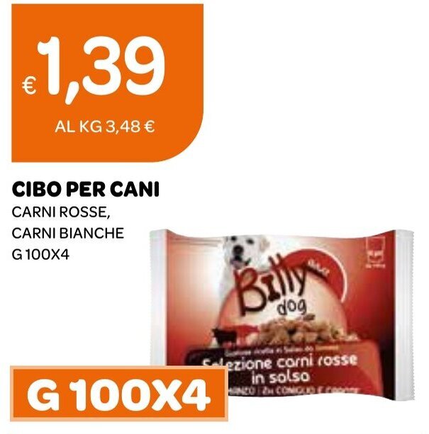 Ekom CIBO PER CANI CARNI ROSSE G 100 X 4 offerta