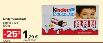 Carrefour Kinder Cioccolato conf 8 pezzi 100 g offerta