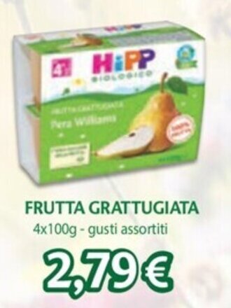 HIPP FRUTTA GRATTUGIATA 4x100g - gusti assortiti