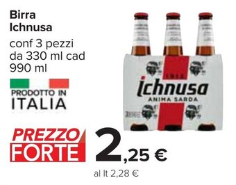 Carrefour Birra Ichnusa conf 3 pezzi da 330 ml cad 990 ml offerta
