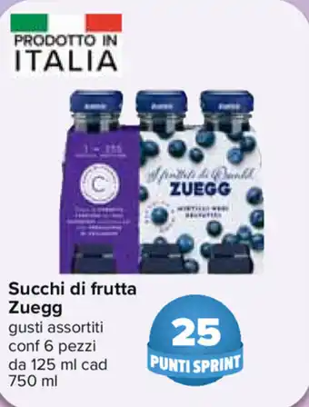 Carrefour Zuegg Succhi di Frutta 6 pz 125ml cad 750ml offerta