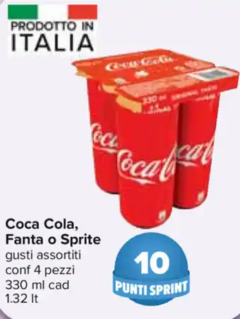 Carrefour Coca Cola, Fanta o Sprite 4 [ezzi 330ml cad 1.32lt offerta