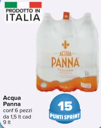 Carrefour Panna Acqua 6 pezzi 1,5lt cad 9lt offerta