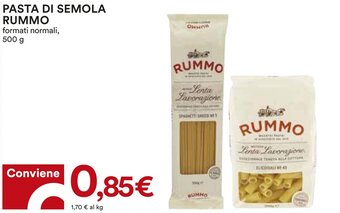 Coop PASTA DI SEMOLA RUMMO formati normali, 500 g offerta