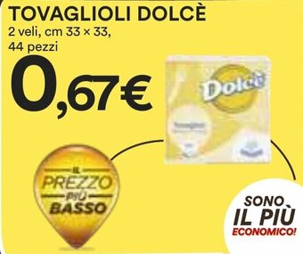 Coop TOVAGLIOLI DOLCÈ 2 veli, cm 33 x 33, 44 pezzi offerta
