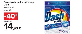 Carrefour Detersivo Lavatrice in Polvere Dash 71 misurini 3,55 kg offerta