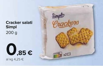 Carrefour Cracker salati Simpl 200 g offerta