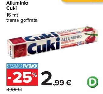 Carrefour Alluminio Cuki 16 mt trama goffrata offerta