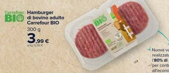 Carrefour Carrefour Bio - Hamburger Di Bovino Adulto 300 G(ml) offerta