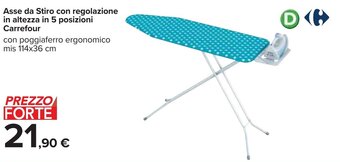 Carrefour Asse da Stiro con regolazione in altezza in 5 posizioni Carrefour offerta