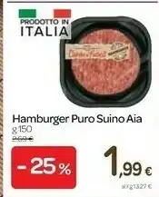 Carrefour Express Aia Hamburger Puro Suino offerta