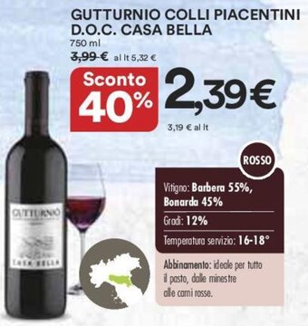 GUTTURNIO COLLI PIACENTINI D.O.C. CASA BELLA 750 ml