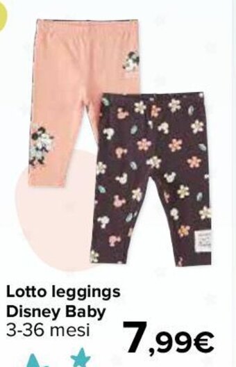 Carrefour Lotto leggings Disney Baby 3-36 mesi offerta