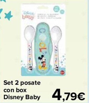 Carrefour Set 2 posate con box Disney Baby offerta