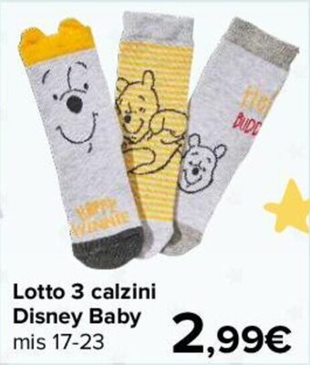 Carrefour Lotto 3 calzini Disney Baby mis 17-23 offerta