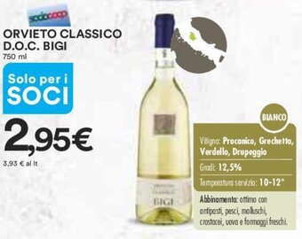 Ipercoop ORVIETO CLASSICO D.O.C. BIGI 750 ml offerta