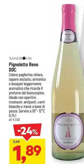 DPiù Sandròun Pignoletto Reno Doc offerta