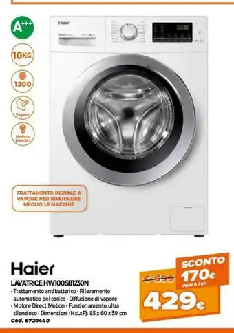 Haier Series 30 HW100-SB1230N Lavatrice Libera Installazione Caricamento Frontale 10 Kg 1200 Giri/min A Bianco