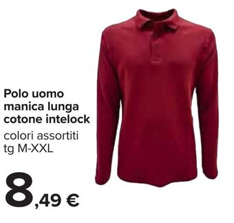 Carrefour Polo uomo manica lunga cotone intelock colori assortiti tg M-XXL offerta