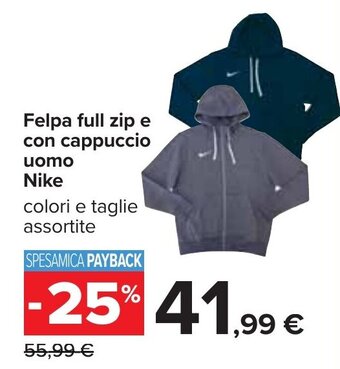 Carrefour Felpa full zip e con cappuccio uomo Nike offerta