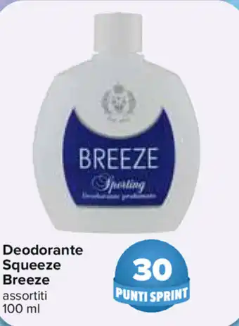 Carrefour Breeze Deodorante Squeeze 100ml offerta