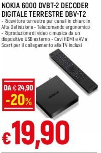 Famila NOKIA 6000 DVBT-2 DECODER DIGITALE TERRESTRE DBV-T2 offerta