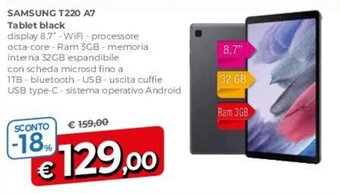 Famila SAMSUNG T220 A7 Tablet black offerta