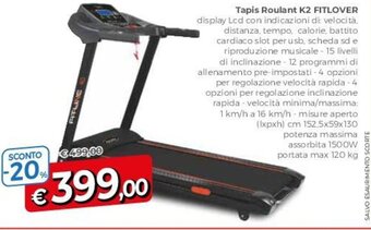 Tapis Roulant K2 FITLOVER