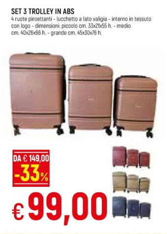 Famila Superstore SET 3 TROLLEY IN ABS offerta