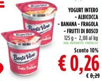 YOGURT INTERO -ALBICOCCA-BANANA-FRAGOLA - FRUTTI DI BOSCO 125 g