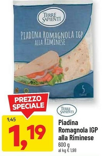 DPiù Terre sapienti Piadina Romagnola Igp Alla Riminese offerta