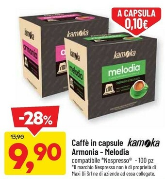 DPiù Kamoka Caffè In Capsule Armonia - Melodia offerta