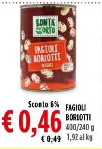 Todis FAGIOLI BORLOTTI 400/240 g offerta