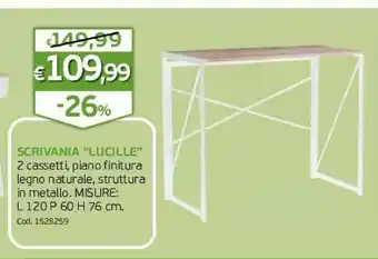 GRANCASA Scrivania Lucille 2 Cassetti 1528259 offerta