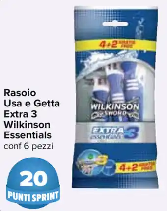 Carrefour Wilkinson Essentials Rasoio Usa e Getta Extra 3 6 pezzi offerta
