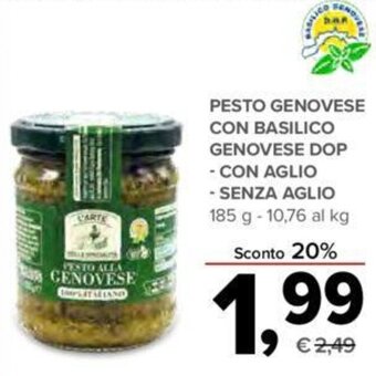 Todis PESTO GENOVESE CON BASILICO GENOVESE DOP - CON AGLIO -SENZA AGLIO 185 g offerta