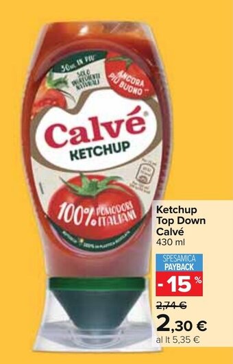 Carrefour Ketchup Top Down Calvé 430 ml offerta