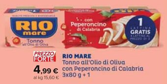 Carrefour RIO MARE Tonno all'Olio di Oliva con Peperoncino di Calabria 3x80 g + 1 offerta